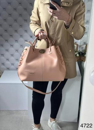 Сумка женская пудрового цвета, сумочка из экокожи6 фото