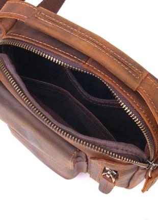Мужская борсетка коричневая кожаная