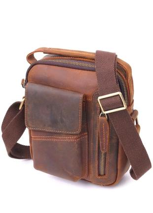 Мужская борсетка коричневая кожаная