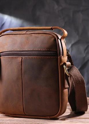 Мужская борсетка коричневая кожаная