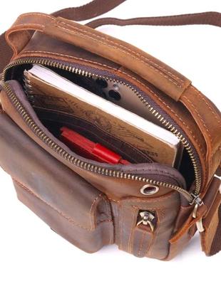 Мужская борсетка коричневая кожаная