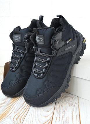 Мужские черные зимние качественные ботинки/полуботинки с мехом, влагостойкие,кордура-мужская обувь4 фото