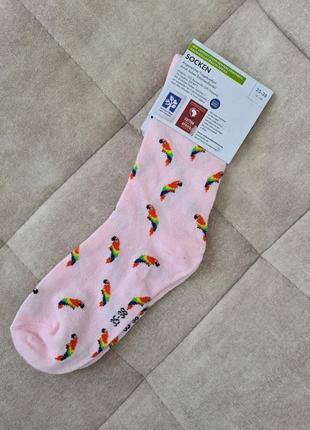 Шкарпетки жіночі esmara размер 35-38 розового кольору прінт "папуги".2 фото