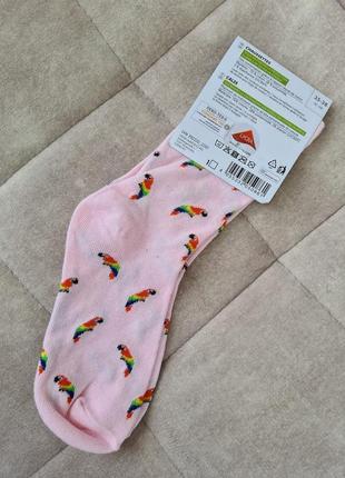 Шкарпетки жіночі esmara размер 35-38 розового кольору прінт "папуги".