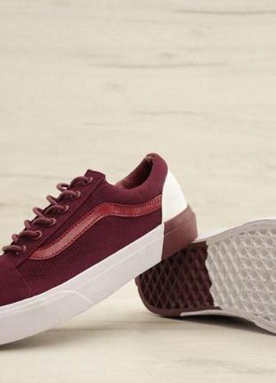 Кеды мужские vans old skool washed бордовые (ванс олд скул вансы мужская обувь венс венсы кроссовки)