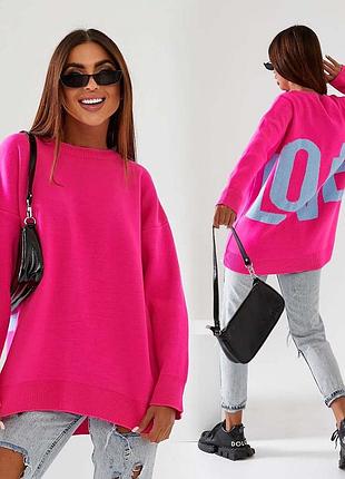 Светр-туніка в'язаний 0225 "love" в різних кольорах