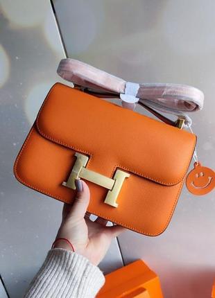 Оранжевая брендовая сумка клатч кросс-боди, herm