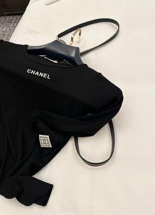 Лонгслив chanel с длинными рукавами в рубчик3 фото