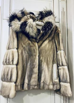 Роскошная натуральная норковая шуба полушубок куртка « колотый лёд»