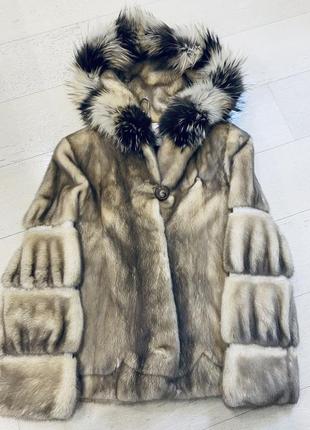 Розкішна  натуральна норкова шуба полушубок куртка « колотий лід»4 фото