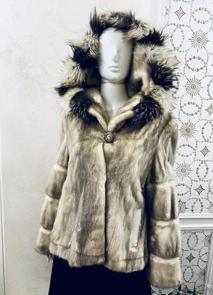 Розкішна  натуральна норкова шуба полушубок куртка « колотий лід»9 фото