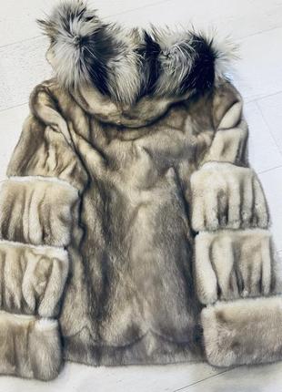 Роскошная натуральная норковая шуба полушубок куртка « колотый лёд»5 фото