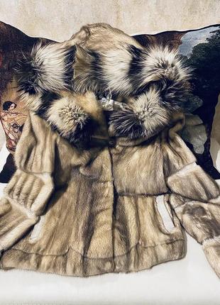 Розкішна  натуральна норкова шуба полушубок куртка « колотий лід»3 фото