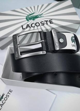 Чоловічий ремінь lacoste чорний в подарунковій коробці4 фото