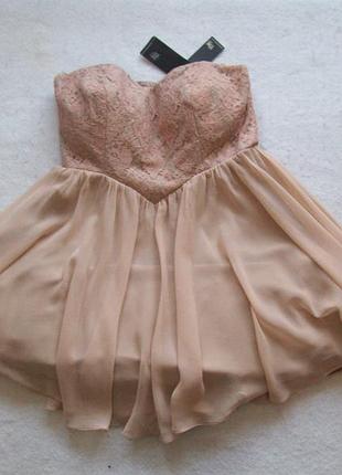 Платье нарядное бюстье беж, размер s-м