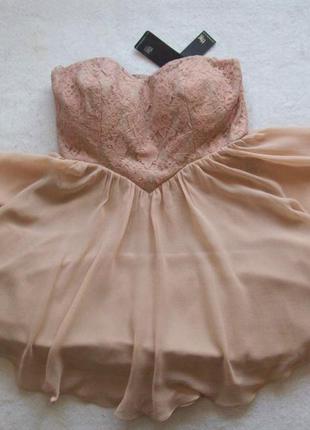 Платье нарядное бюстье беж, размер s-м3 фото