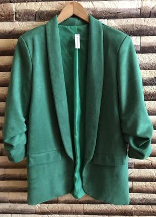 Замшевый пиджак,цвет изумруд.италия.1 фото