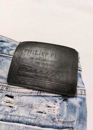 Мини юбка philipp plein handmade denim mini skirt4 фото