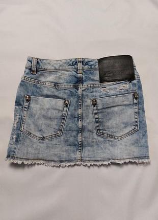 Мини юбка philipp plein handmade denim mini skirt3 фото