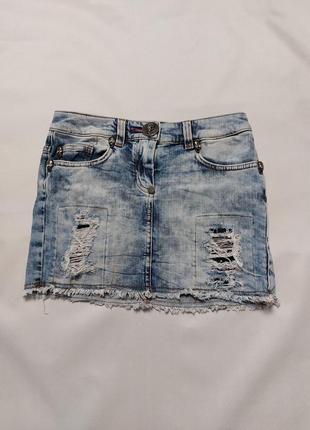 Міні спідниця philipp plein handmade denim mini skirt