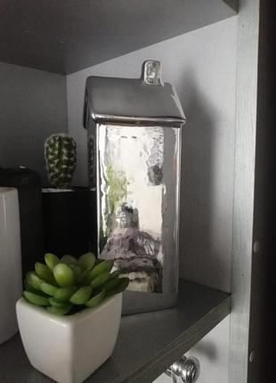 Подсвечник домик хром керамика 22 см