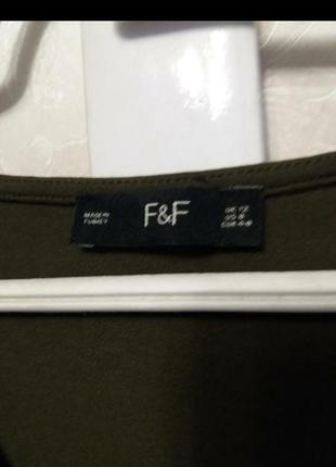 Вискозная майка-футболка цвета хаки со шнуровкой f&f4 фото