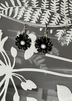 Серьги, с черными камнями, сережки