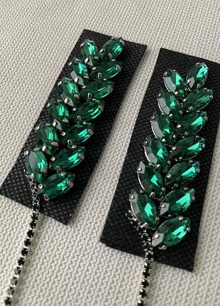 Брошка колосок зелений. нашивка колосок