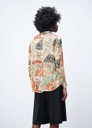 Zara сатиновая рубашка пейсли из новых коллекций /8862/2 фото