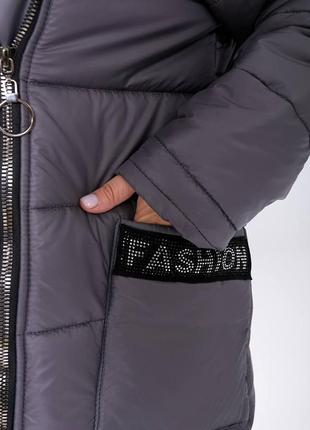 Теплое женское свободное зимнее пальто с камнями3 фото