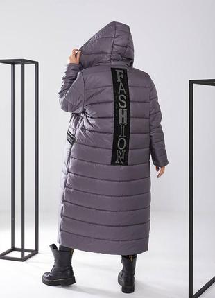 Теплое женское свободное зимнее пальто с камнями6 фото