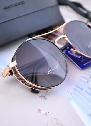 Фирменные круглые солнцезащитные очки thom richard polarized tr9026 unisex с шорами