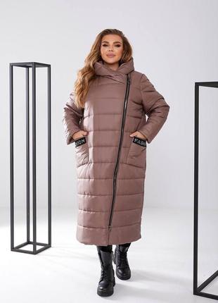 Стильна, тепла, стьобана куртка-пальто, 48-58 розмірів. 307560