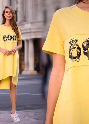 Летнее свободное женское платье до больших размеров 15171 "обезьянки" в расцветках5 фото