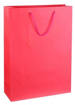 Пакет картонний вертикальний рожевий 31*42*12см 210г/м² (упаковка 12 шт)1 фото