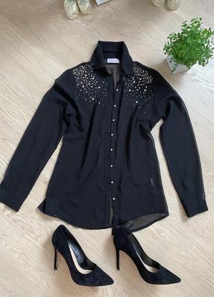 Рубашка блуза чорна шифонова