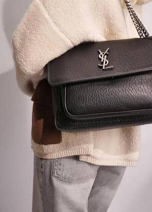Сумка женская кожаная черная брендовая в стиле ysl