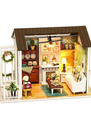 Кукольный дом конструктор diy cute room 8008-d гостиная с верандой и камином 3d румбокс