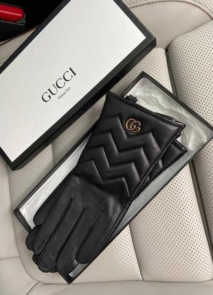 Рукавички gucci  утеплені. натуральна шкіра3 фото