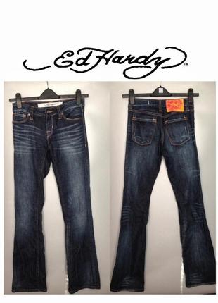 Ed hardy by christian audigier white label оригінал брендові джинси кльош розкльошені1 фото
