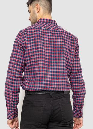 Рубашка мужская в клетку байковая, цвет красно-синий3 фото