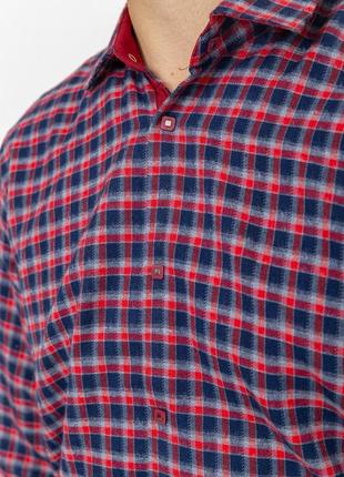 Рубашка мужская в клетку байковая, цвет красно-синий5 фото