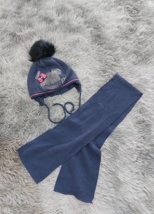 Детский набор шапка и шарф,шапка с мехом1 фото