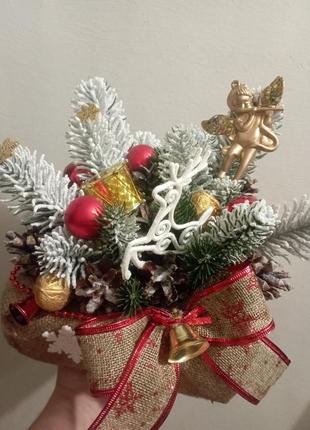 Новорічна зимова композиція для будинку, новорічний декор, сувенір новорічний