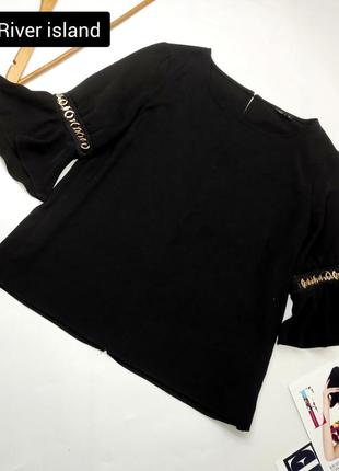 Блуза женская черного цвета с короткими рукавами от бренда river island 101 фото