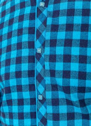Рубашка мужская в клетку байковая, цвет сине-голубой5 фото