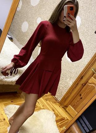Бордова бургунді марсала темна вишня сукня міні