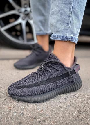 Кроссовки adidas yeezy 350 v2  black reflective laces кросівки