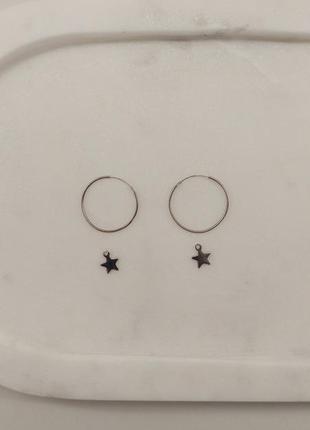 Серьги кольца со звездами ania kruk, серебро 9255 фото