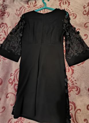 Черное платье с рукавами в сеточку2 фото